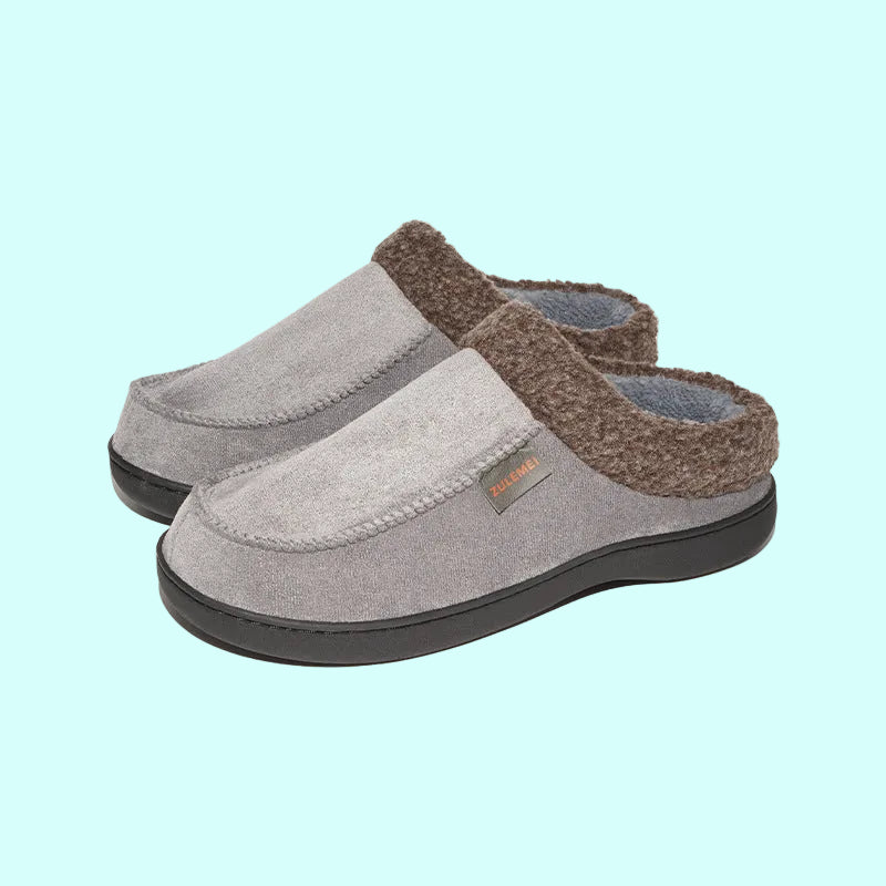 Orthorelief™ Men's Deep-Cushion Winter Slippers – Thick Fleece-Lined House Shoes with Grip