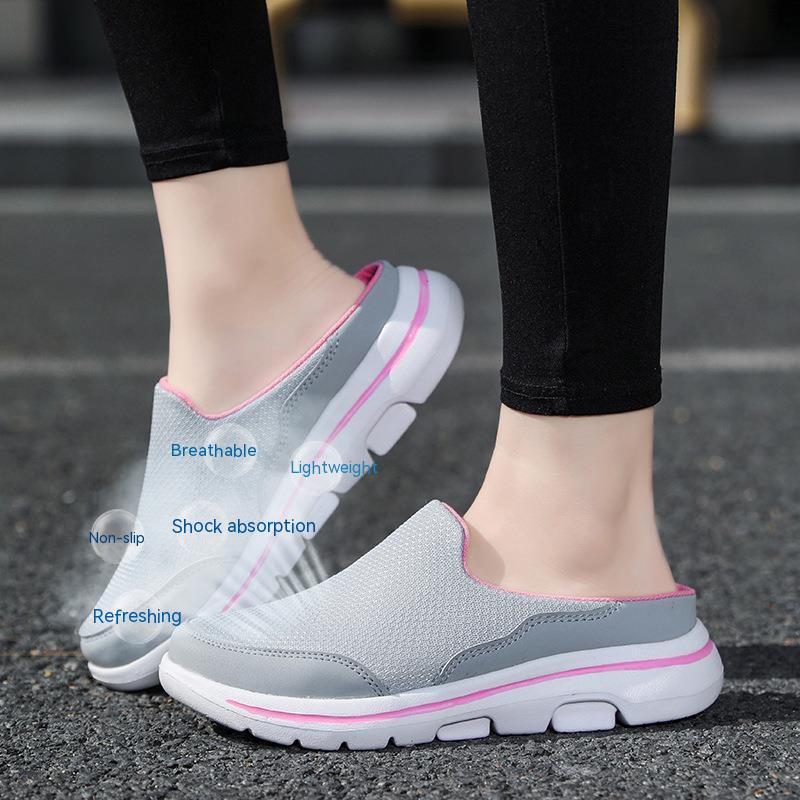 Orthorelief™ Easy-Slide Mesh Mules – Backless Orthopedic Walking Shoes with Flat EVA Sole for Wide Feet
