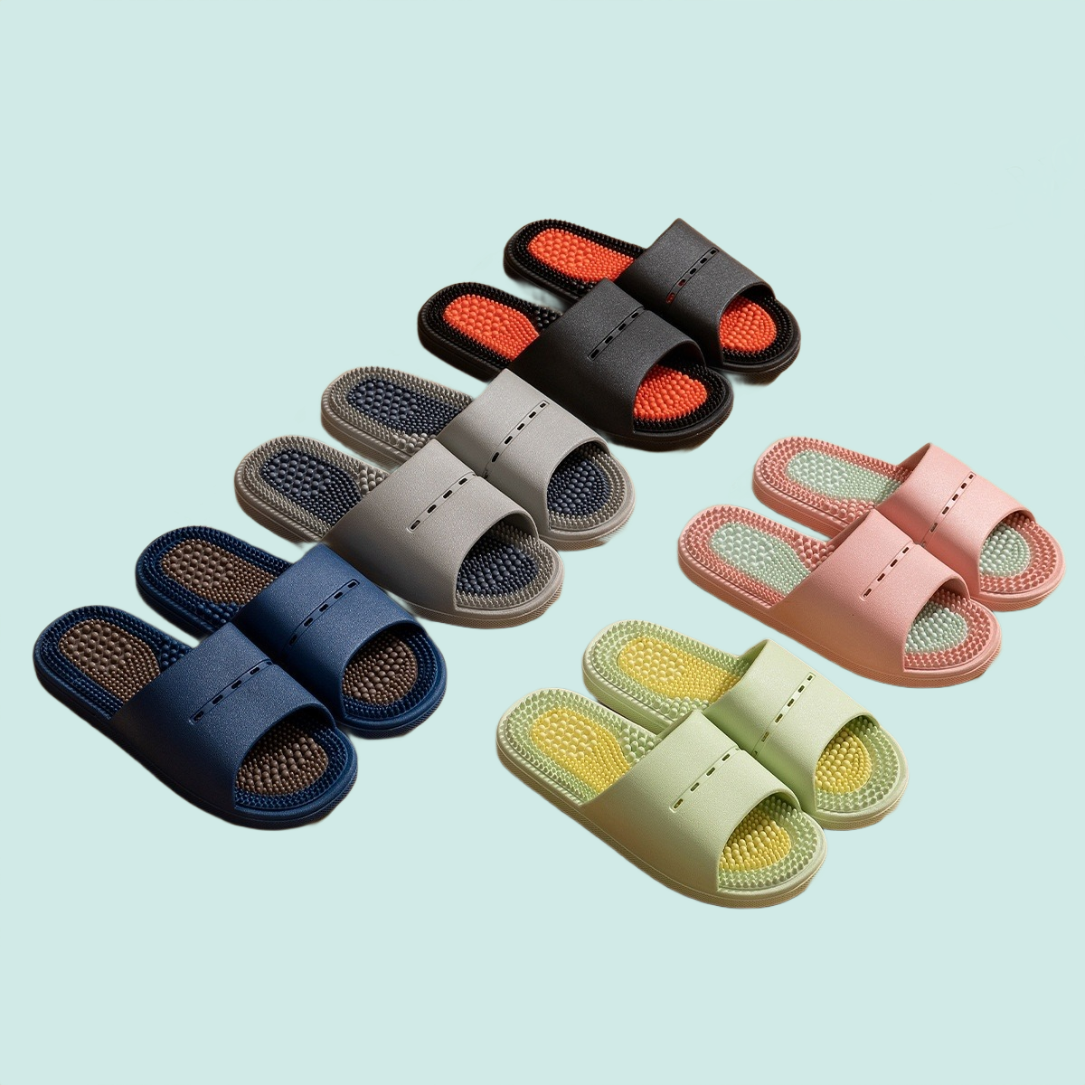 OrthoRelief™ Sensory Wellness Slides – Ergonomic Texture Footbed & High-Stability Home Slippers