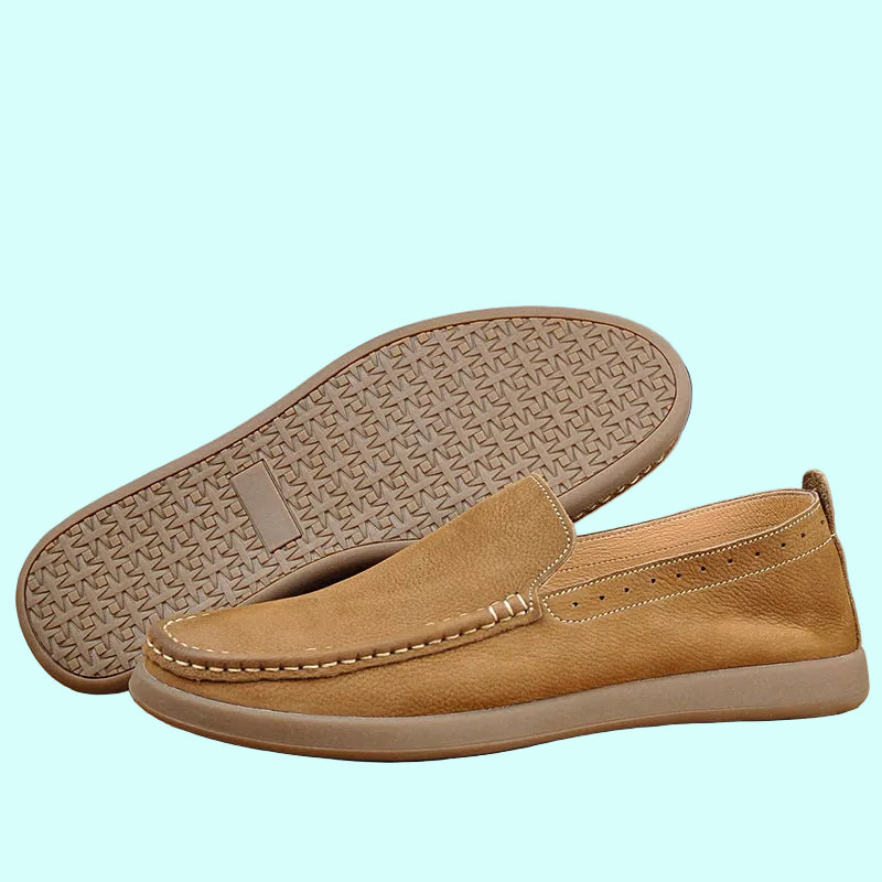 OrthoRelief™ Heritage Men's Hand-Stitched Leather Loafers – Premium First-Layer Cowhide & High-Traction Ergonomic Walking Shoes