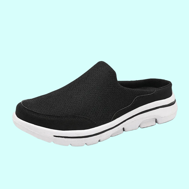 Orthorelief™ Easy-Slide Mesh Mules – Backless Orthopedic Walking Shoes with Flat EVA Sole for Wide Feet